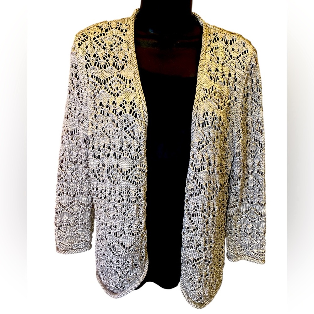 Jones New York Signature Handknit Grey Cardigan Sweater size M